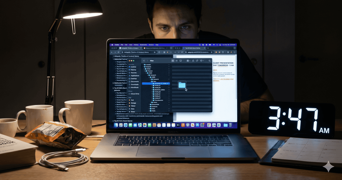 A quiet Mac desktop with a single menu-bar timer visible — the kind of calm, glanceable ADHD time management app that actually helps.